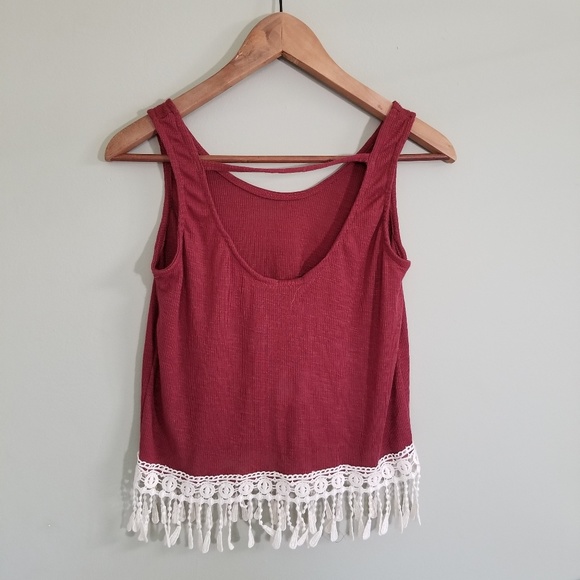 Rue21 crop tank top red with fringe NWT size small - Picture 5 of 6